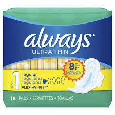 Always Pads Ultra Thin Reg With Wing Thin 18S